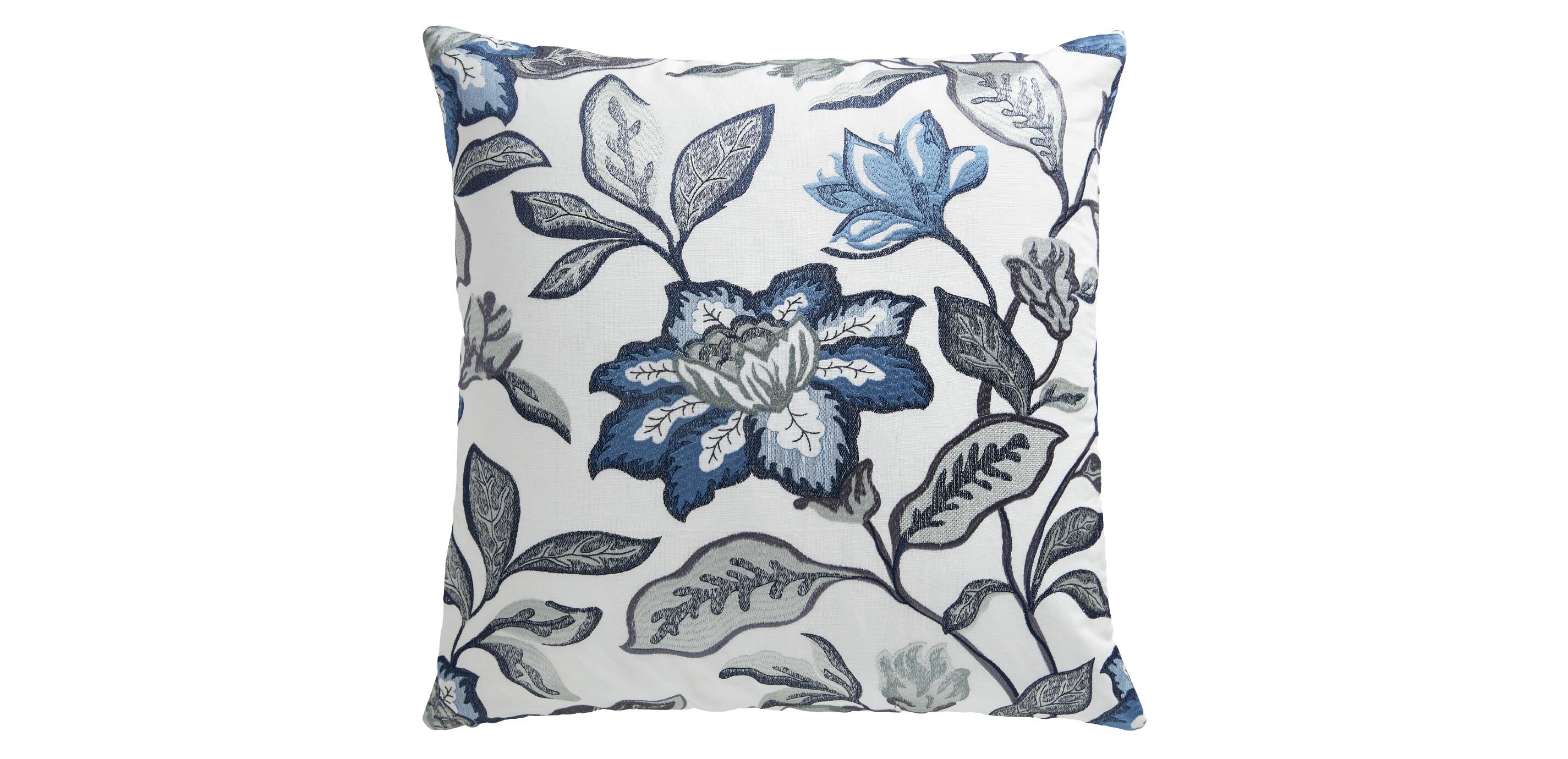 Blooming Floral Embroidered Square Pillow