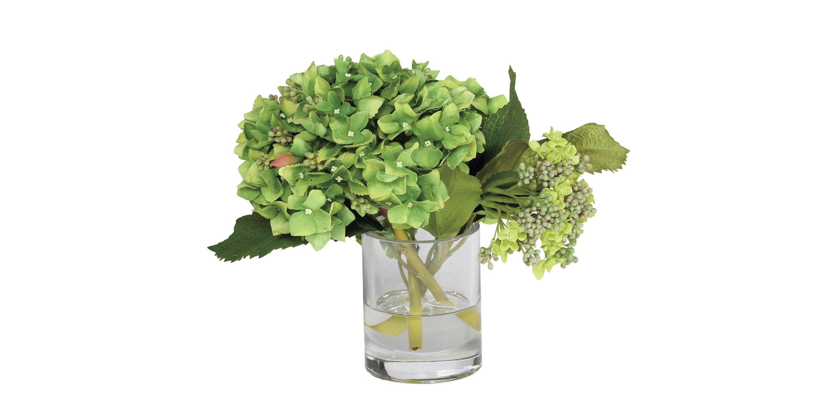 Hydrangea and Buds in Small Glass Vase_1