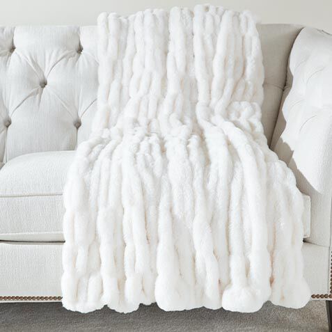 Ruched Faux Fur Throw image 031865MST