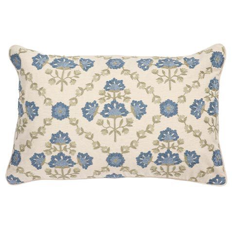 Crewel-Stitch Floral-Pattern Lumbar Pillow image 065795MST