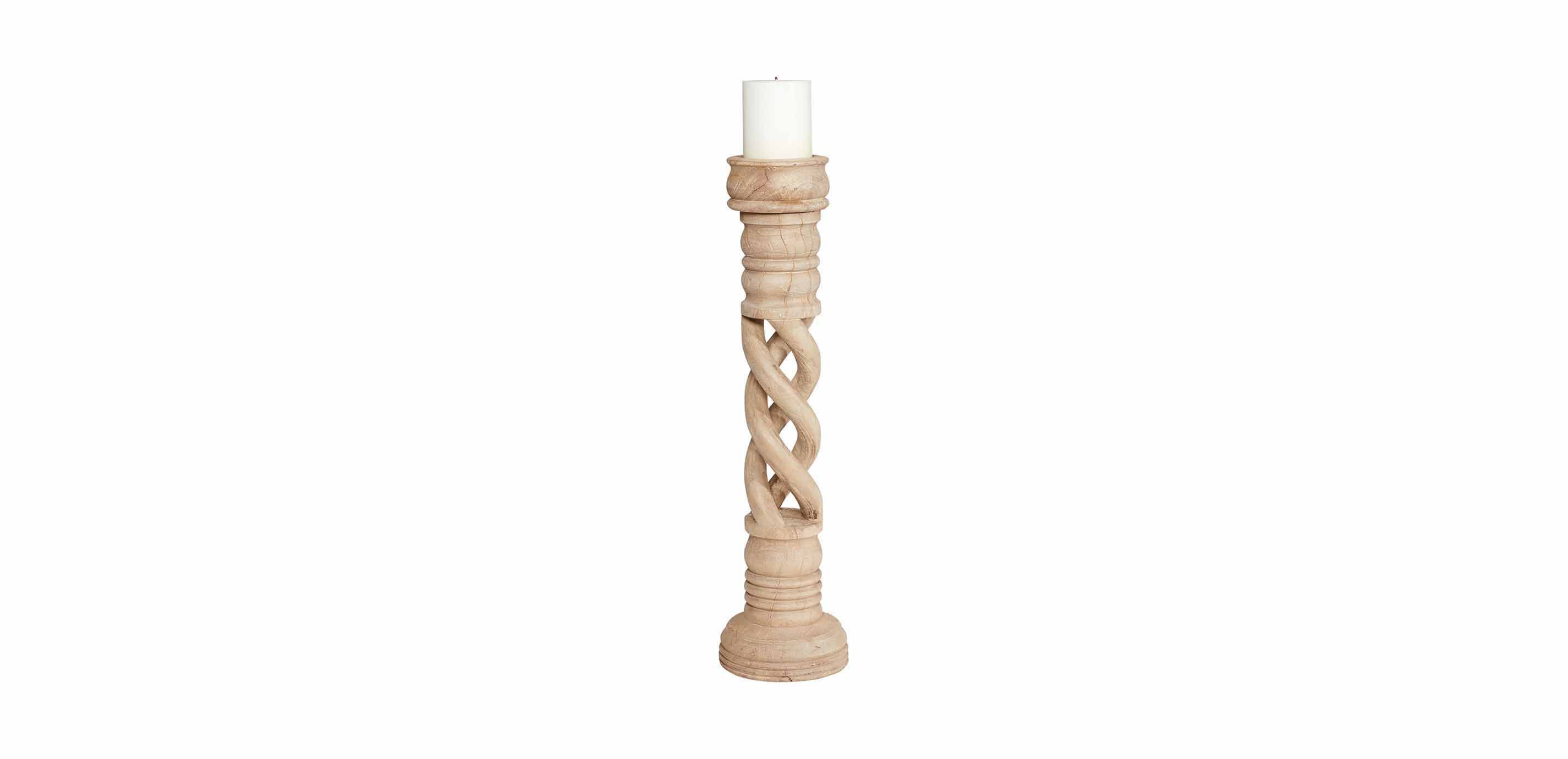Spiral Wood Candlestick