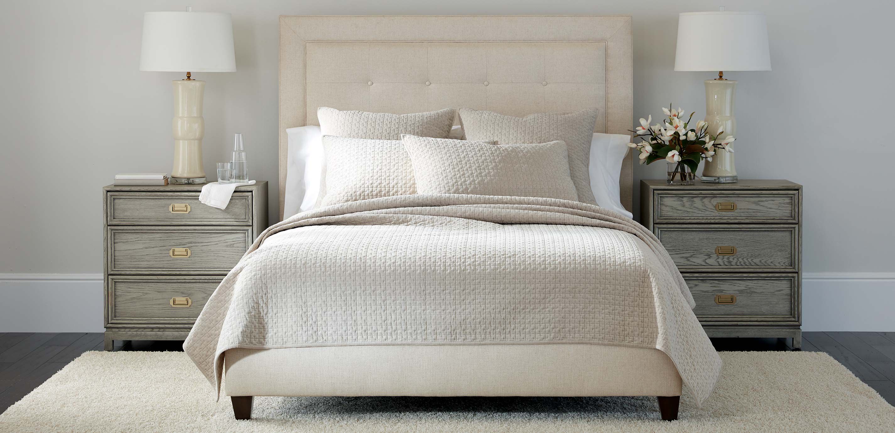 Salena Velvet Coverlet and Sham, Taupe