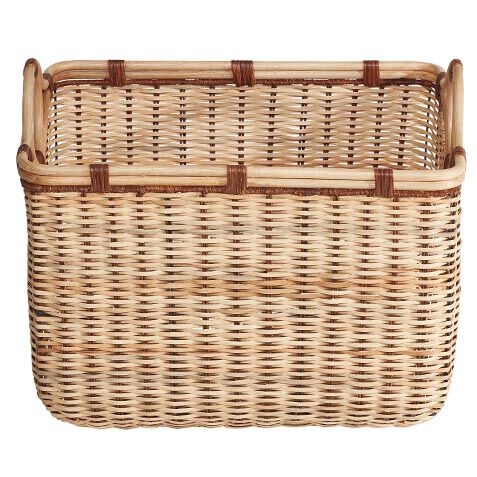 Wicker Rattan Basket with Brown Cord image 432472   NAT