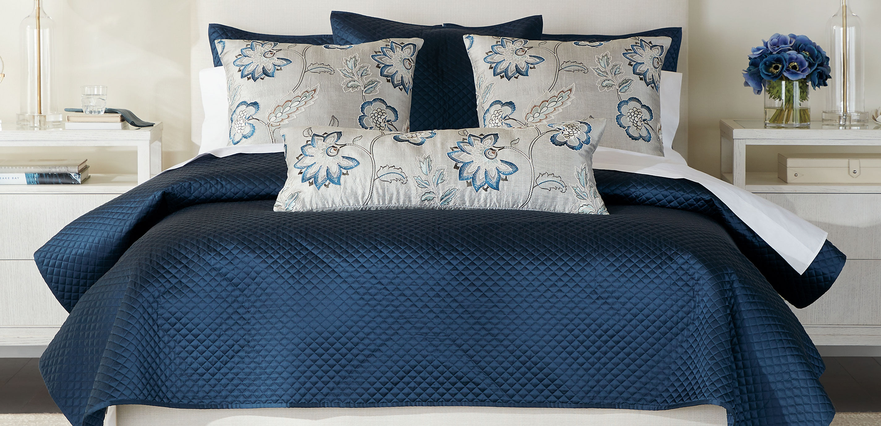 Silver Floral Embroidered Bolster Pillow_2