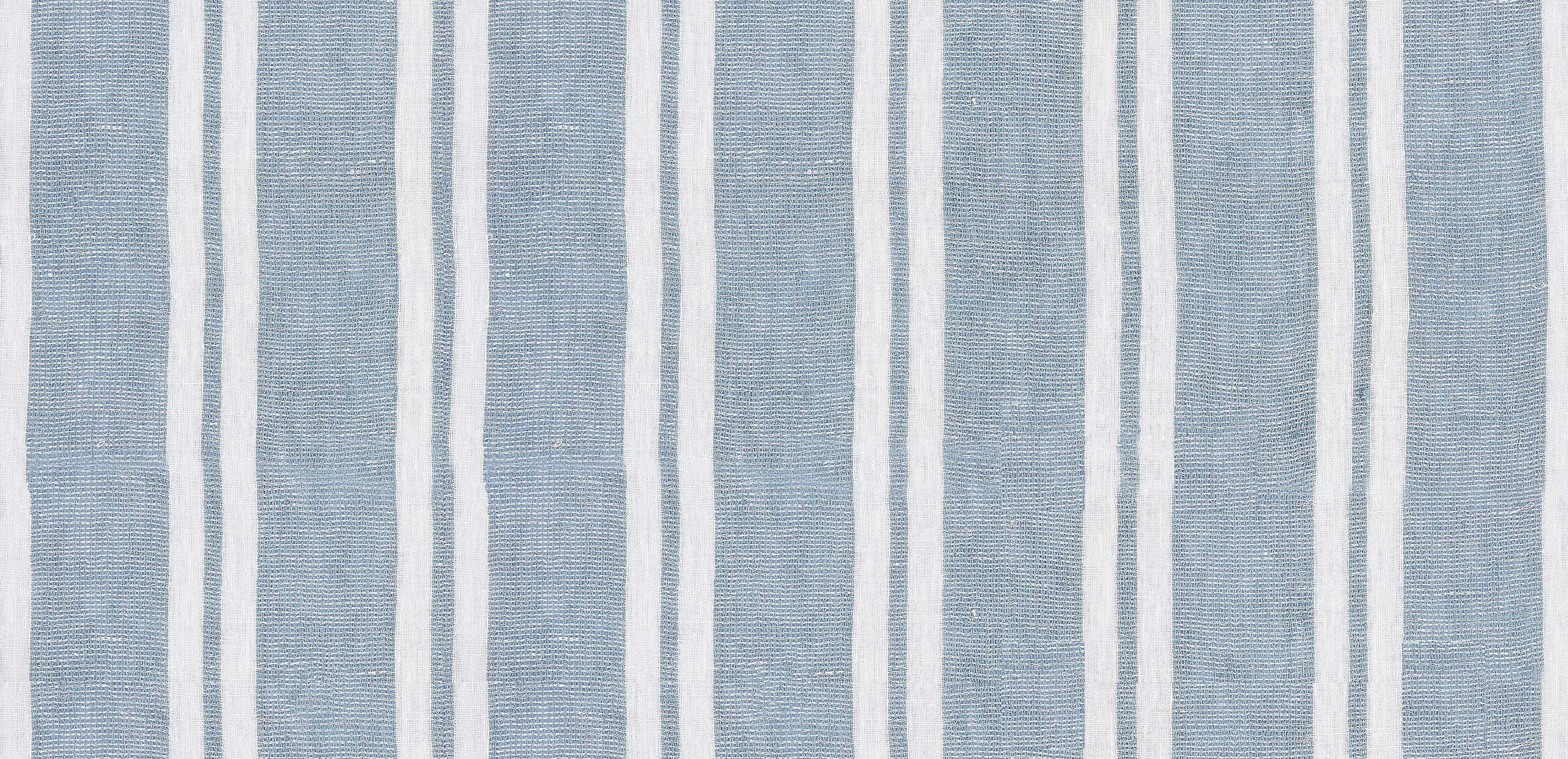 Cabana Stripe Linen Fabric, Ivory/Grey Blue/Sky Fabric By the Yard