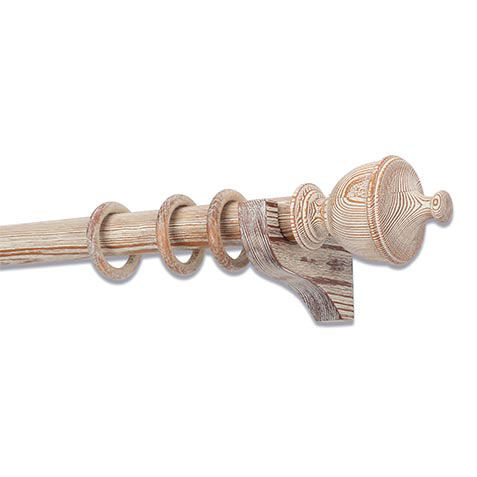 Distressed Wood Drapery Hardware Set with Urn Finial image distressedurn