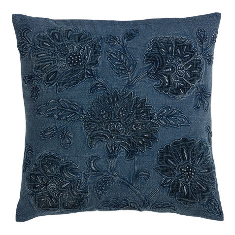 Overdyed Blue Floral Pillow image 065691   BLU
