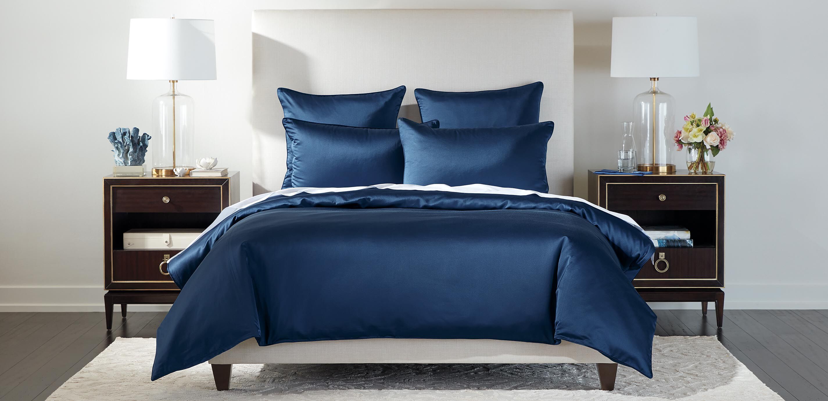 Salena Solid Duvet Cover and Shams Set, Navy