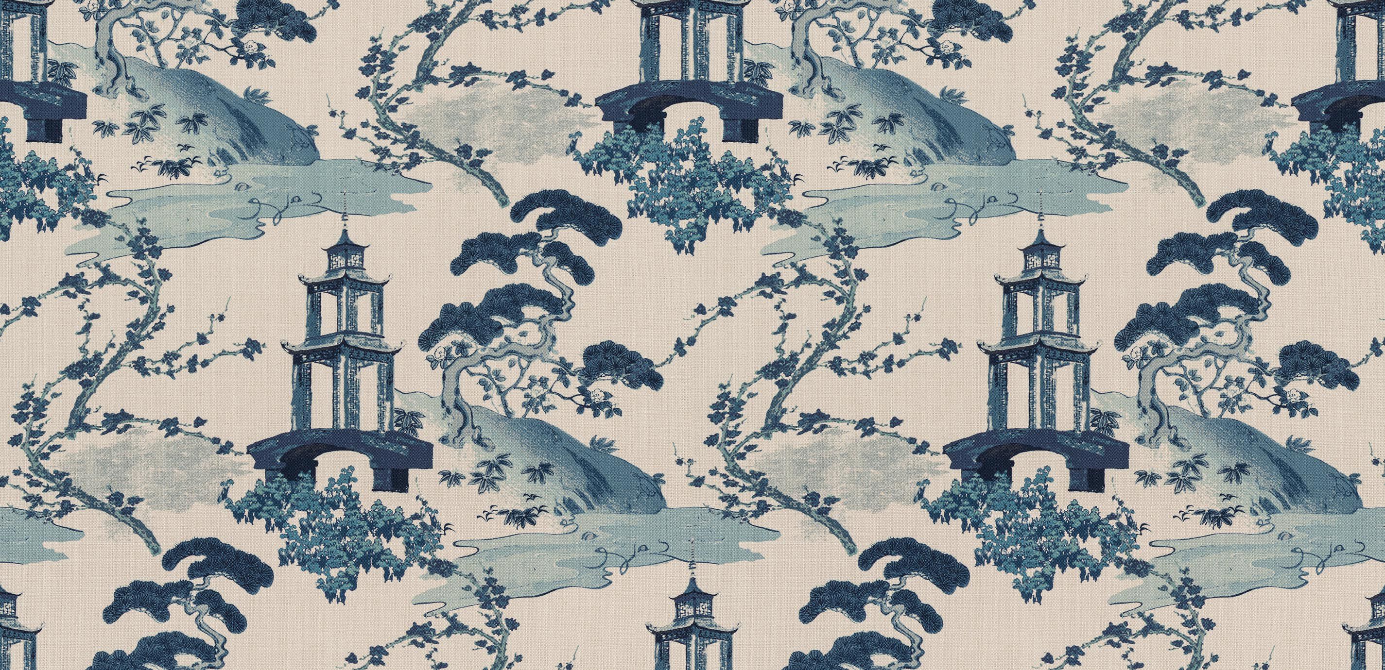 Zen Garden Blue Fabric By the Yard