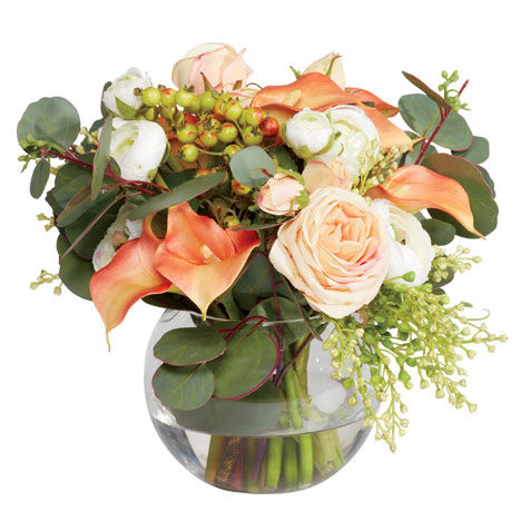 Lilies, Ranunculus & Roses in Fishbowl Vase image 442244