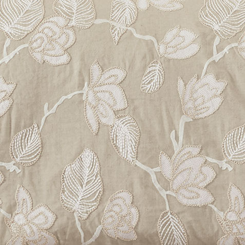 Linen-Blend Floral Embroidered Duvet Cover and Shams Set, Natural Product Tile Hover Image 036238SET