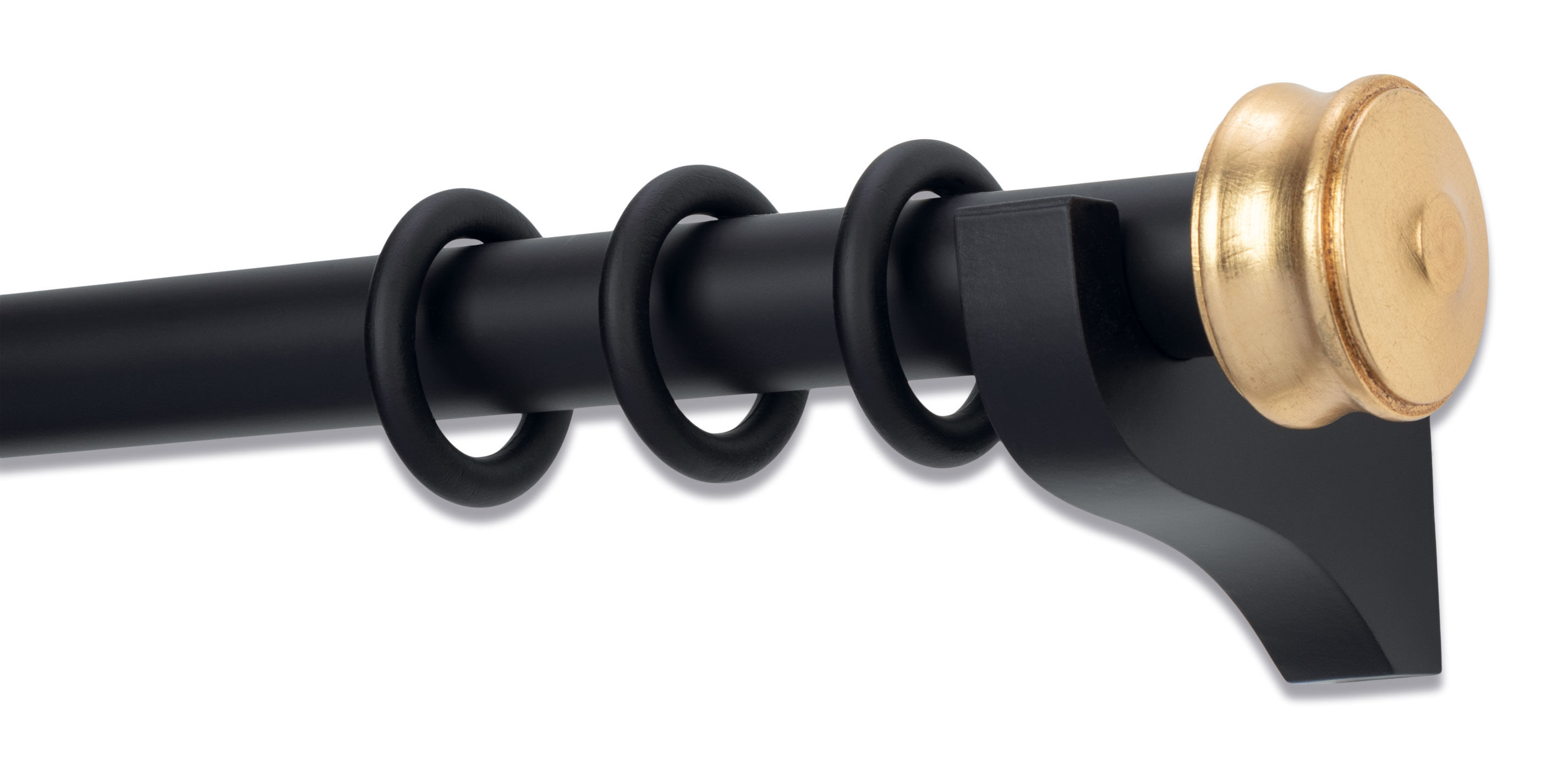 Drapery Hardware Set with Metallic Cuffed End Cap Finial