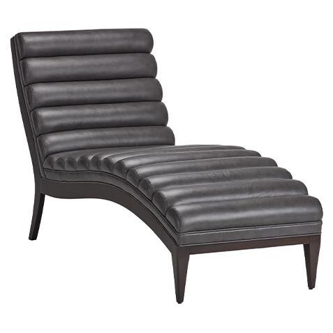 Hendrik Channel-Tufted Leather Chaise image 722431