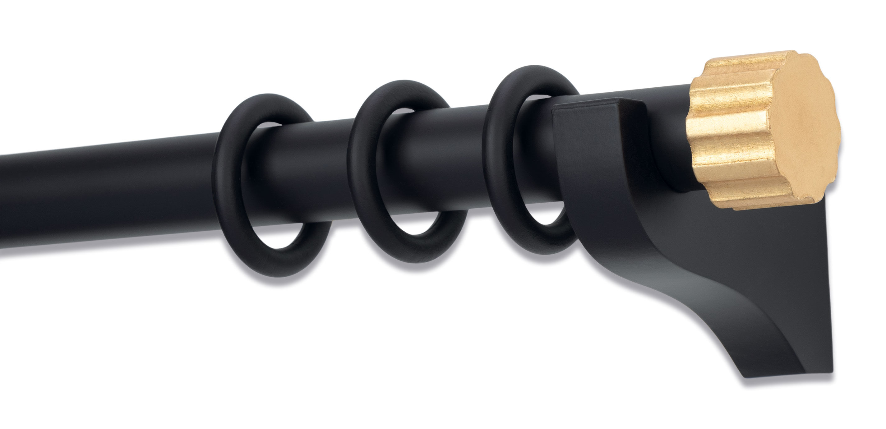Drapery Hardware Set with Metallic Ribbed End Cap Finial