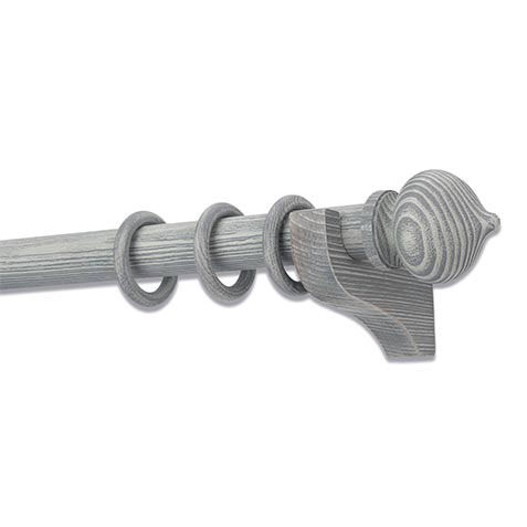 Distressed Wood Drapery Hardware Set with Turnip Finial image distressedturnip