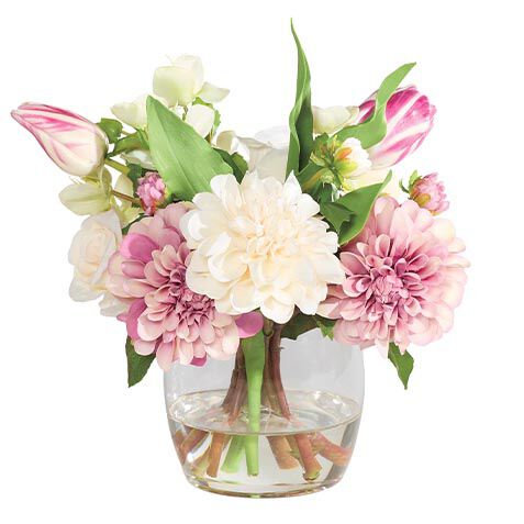 Dusty Lavender Dahlia Arrangement in Glass Vase image 443775   PNK