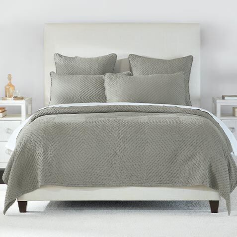 Geometric Matelasse Coverlet and Shams Set, Olive image geomatelasseolive