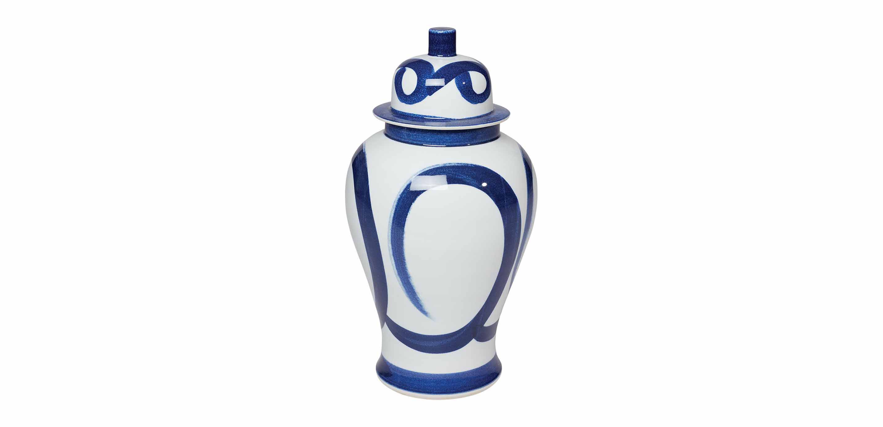 Blue and White Brushstroke Jar