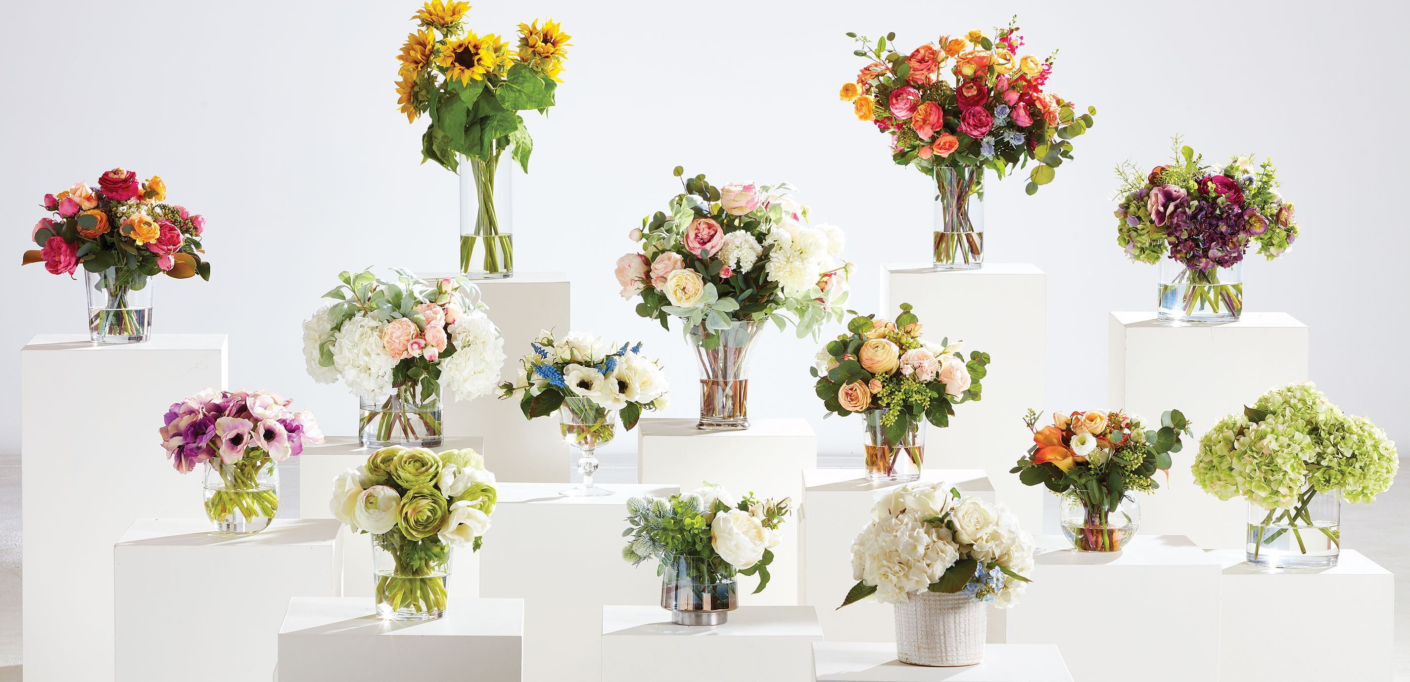 Lilies, Ranunculus & Roses in Fishbowl Vase_2