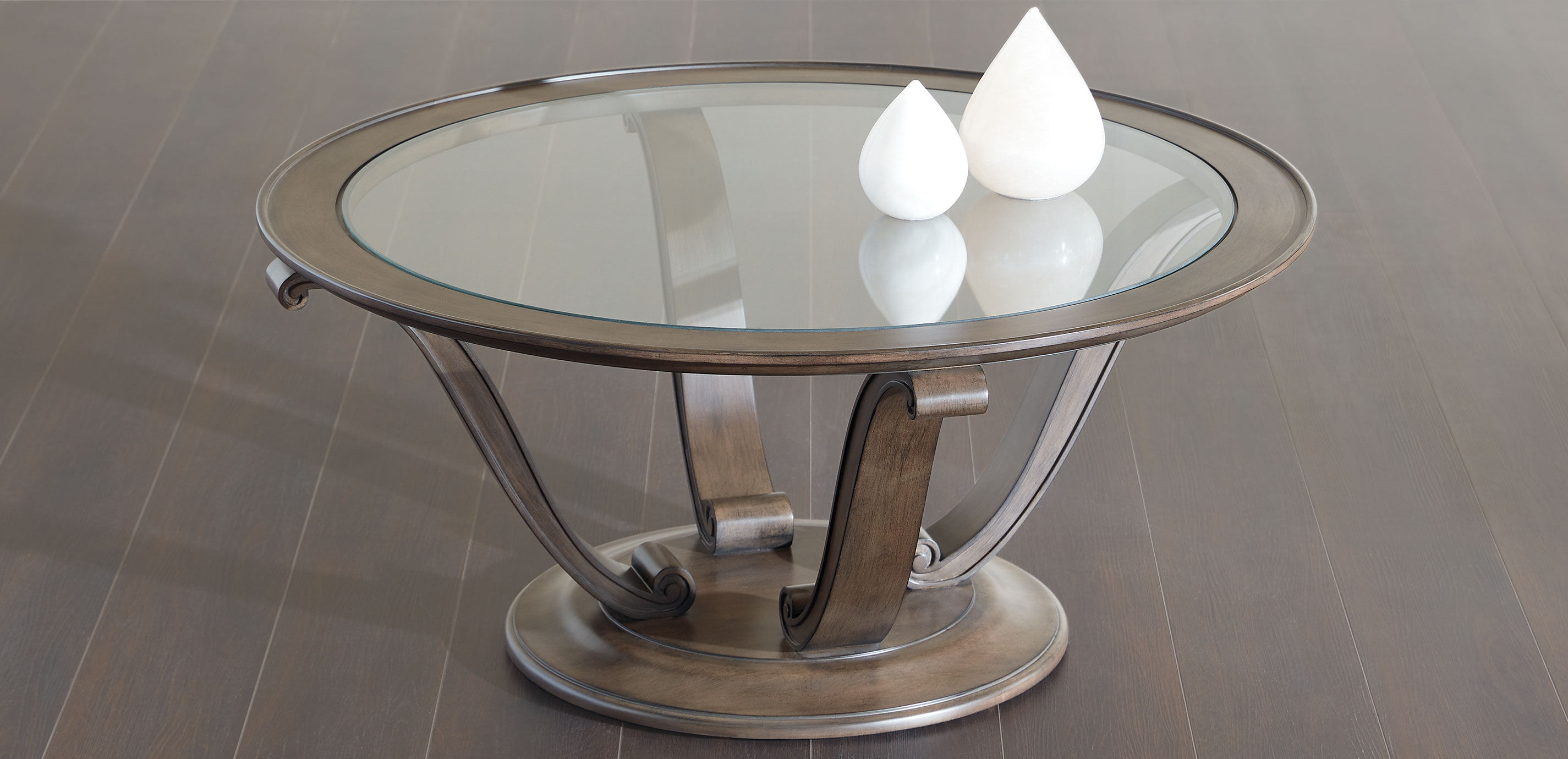 Camille Round Glass-Top Scroll-Base Coffee Table_6
