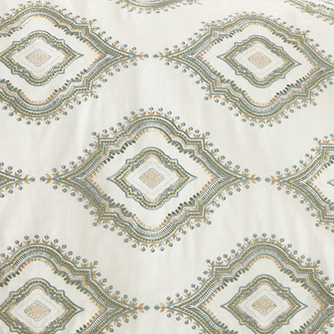 White & Green Embroidered Duvet Cover and Shams Set Product Tile Hover Image 036236SET