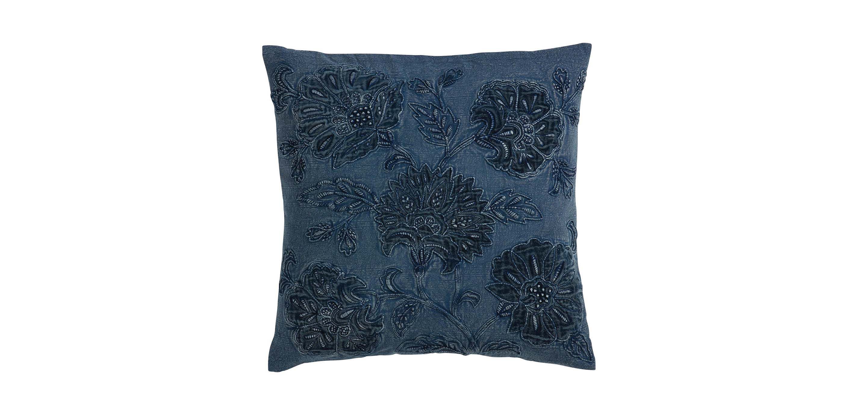 Overdyed Blue Floral Pillow