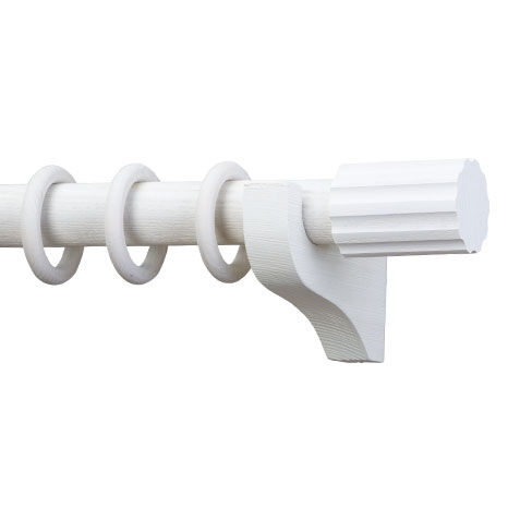 Distressed Wood Drapery Hardware Set with Ribbed Cylinder Finial image distressedribbedcylinder