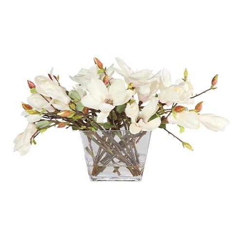 Magnolia Centerpiece in Linear Glass Vase image 443787   WHT