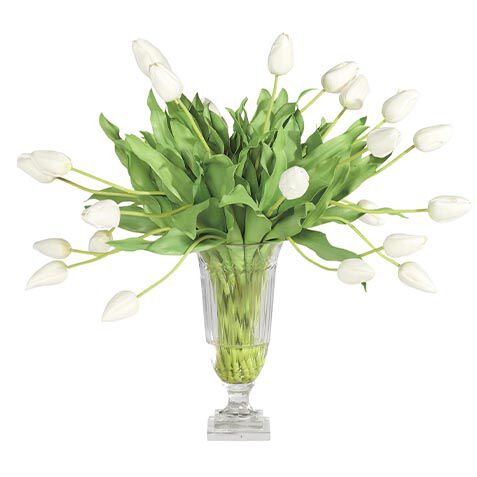 White Tulip Bouquet in Cut-Glass Vase image 443771   WHT