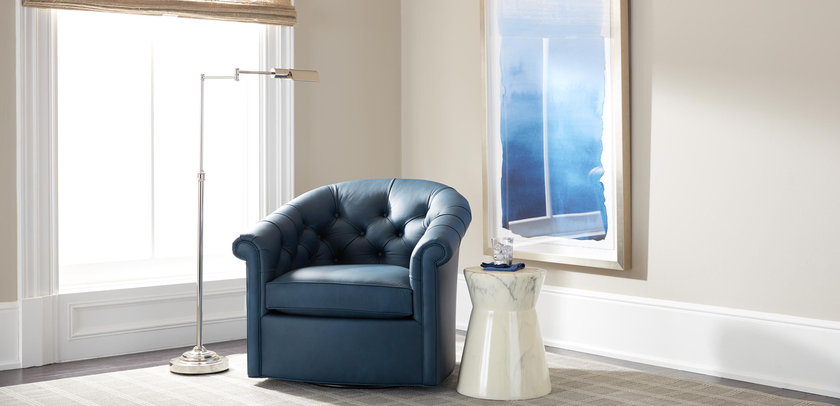 Clyde Leather Swivel Chair
