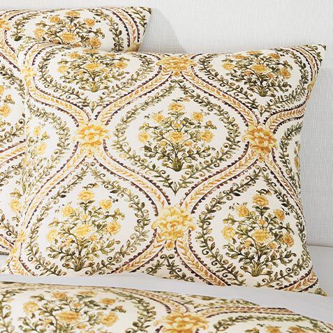 Gold Floral Euro Sham image 036242D