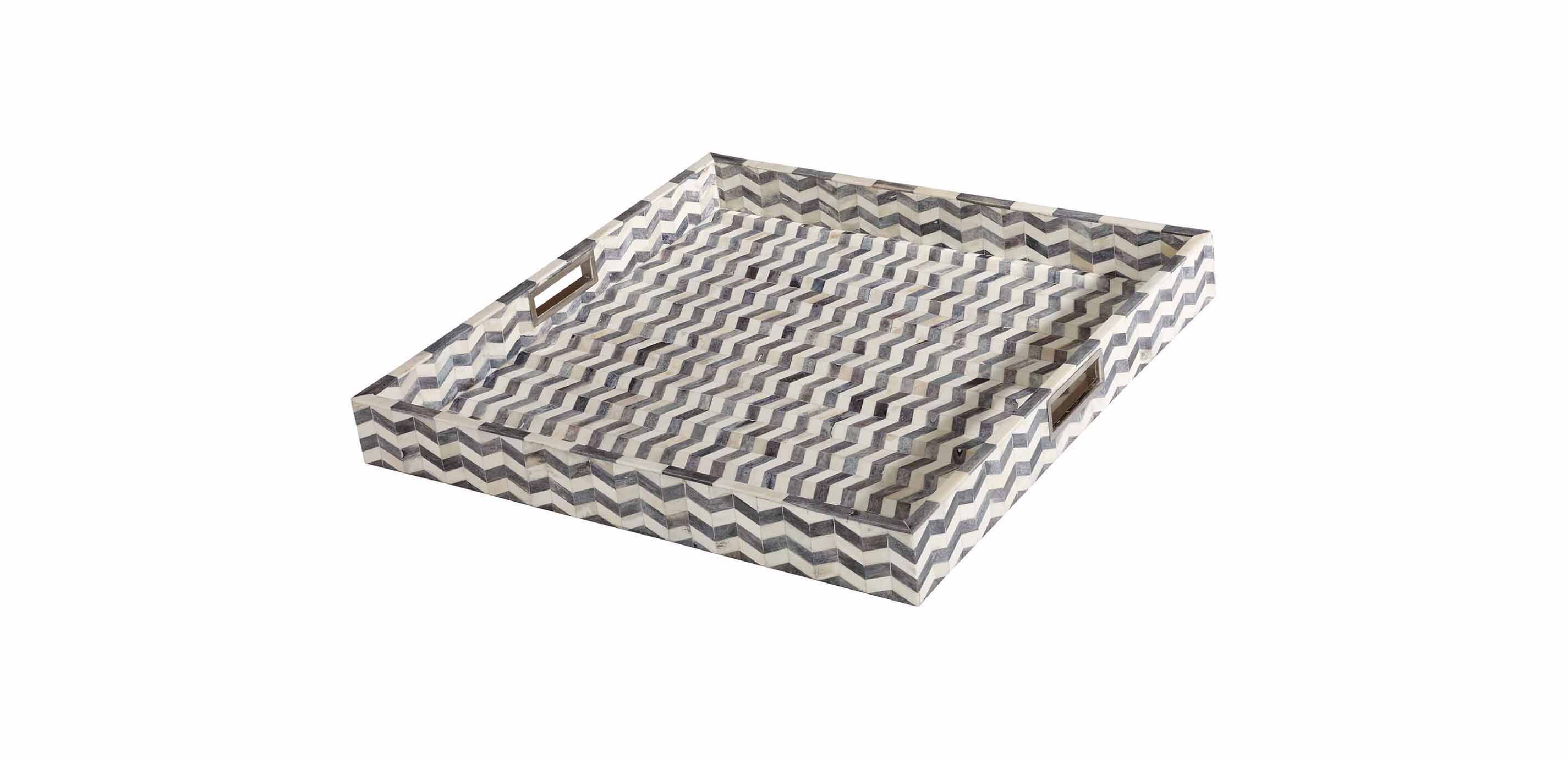 Chevron 24" Square Bone Tray