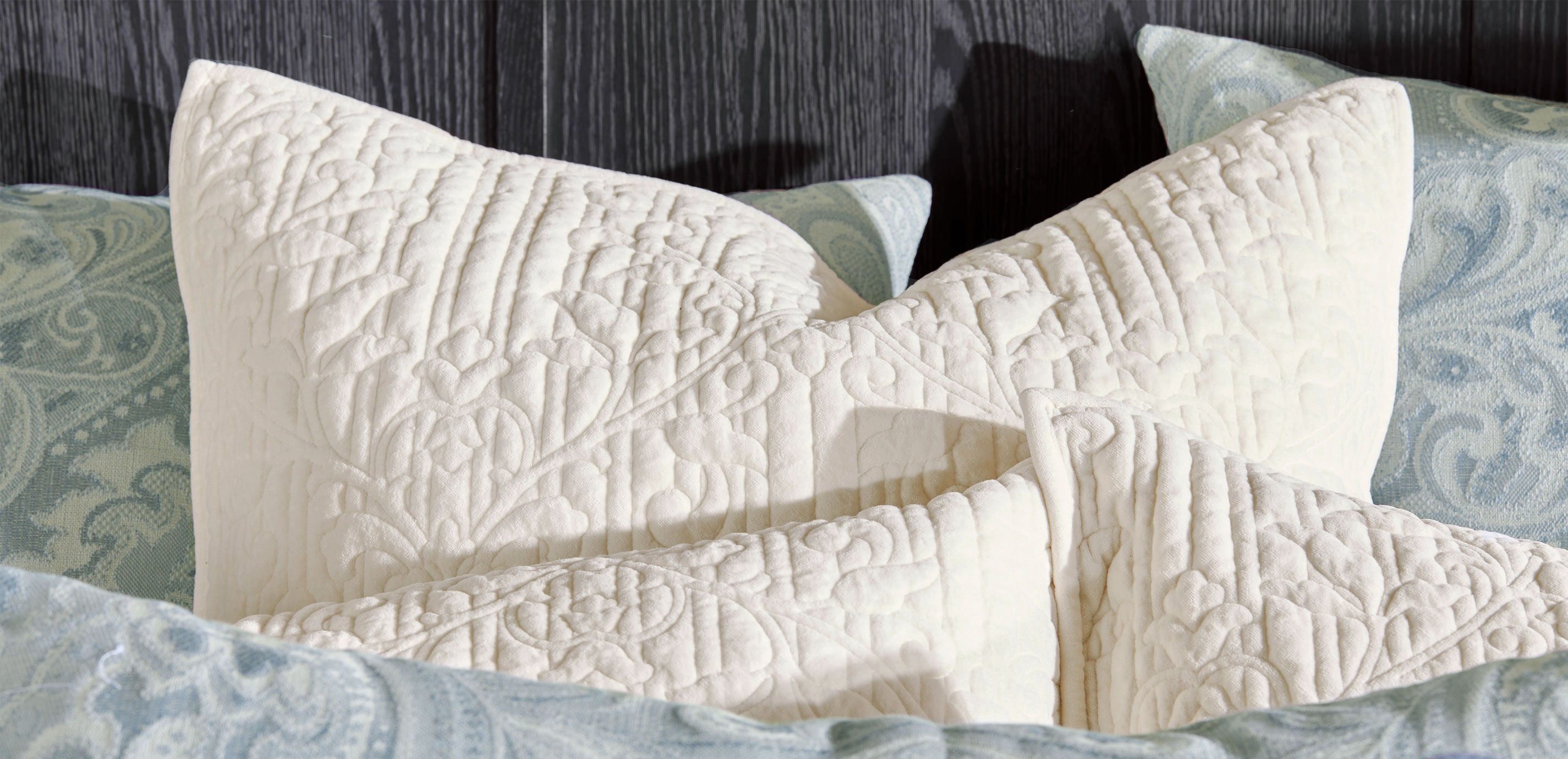 Garment-Dyed Velvet Quilted Coverlet and Shams Set, Ivory_7