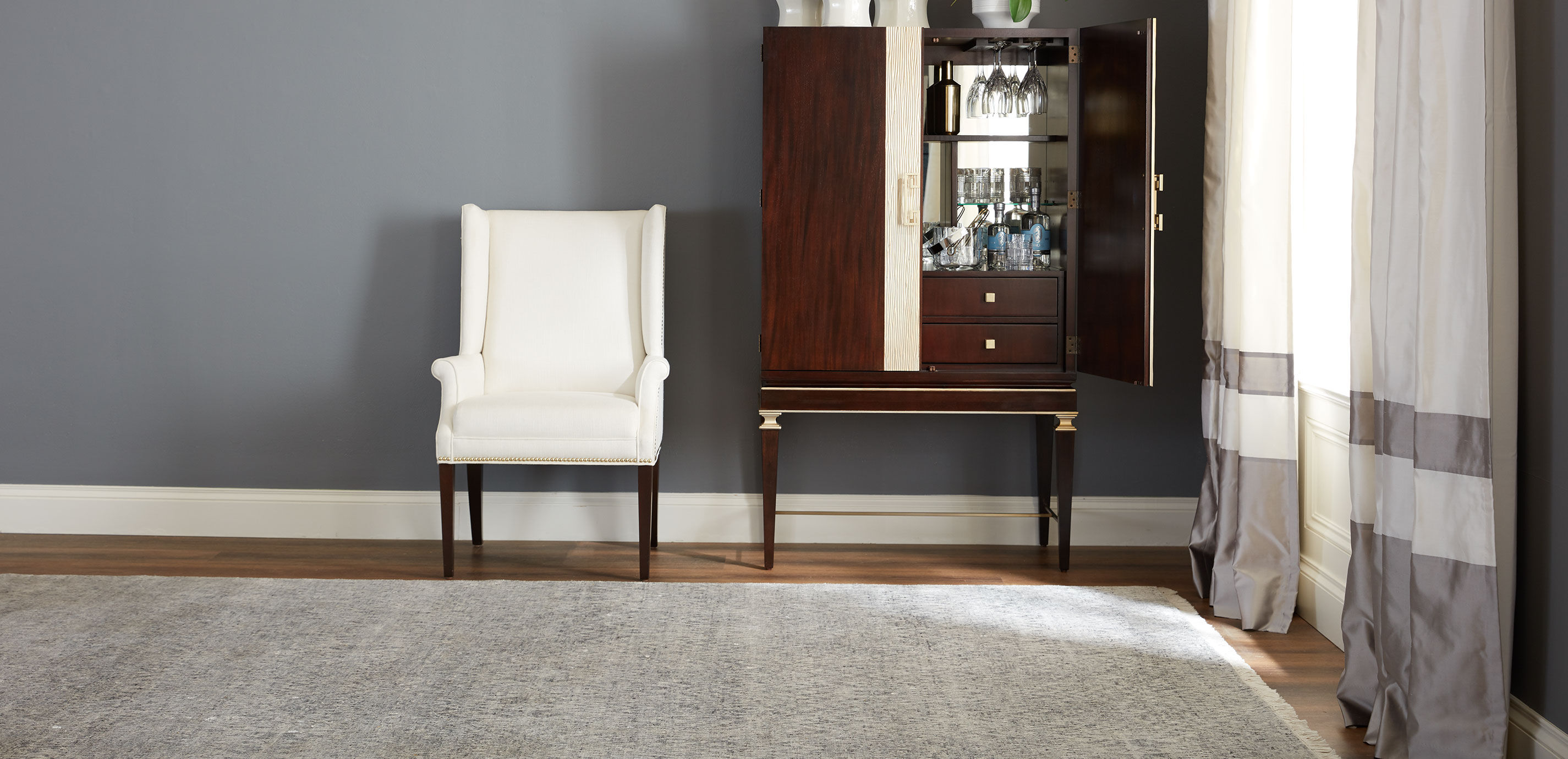 Ikat Rug, Gray/Ivory_7