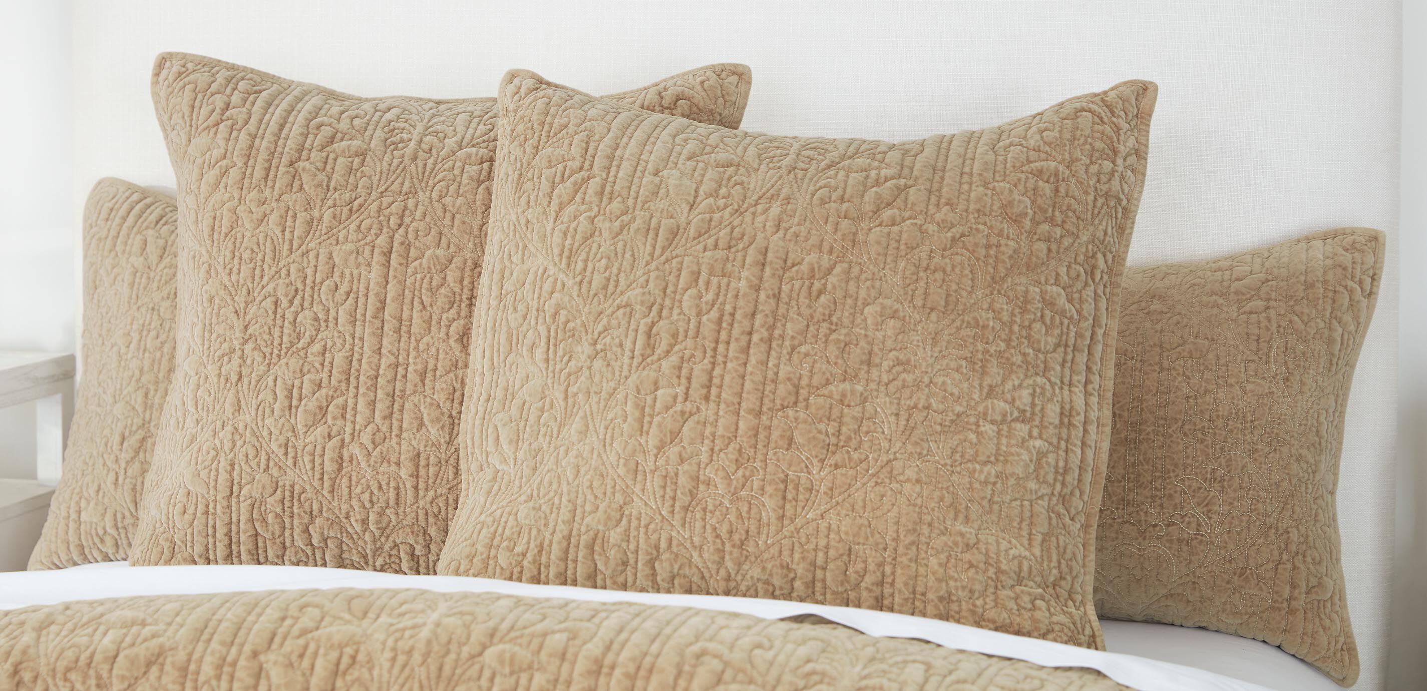 Garment-Dyed Velvet Euro Shams, Tan (set of 2)
