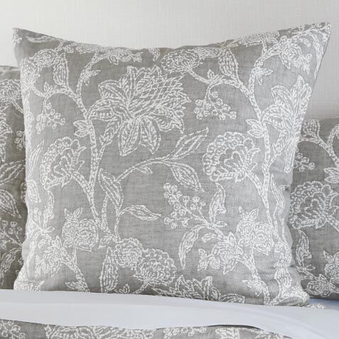 Floral Jacquard Euro Sham, Grey image 036239D  GRY
