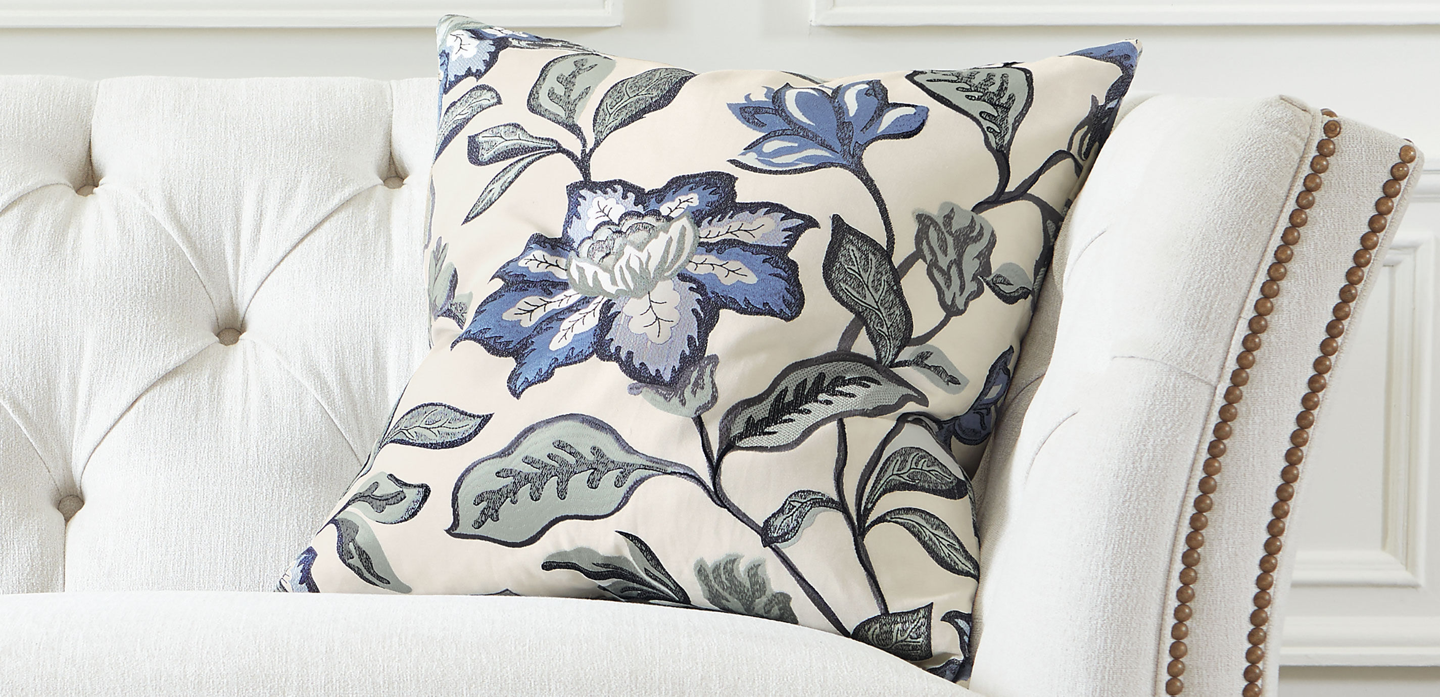 Blooming Floral Embroidered Square Pillow_1