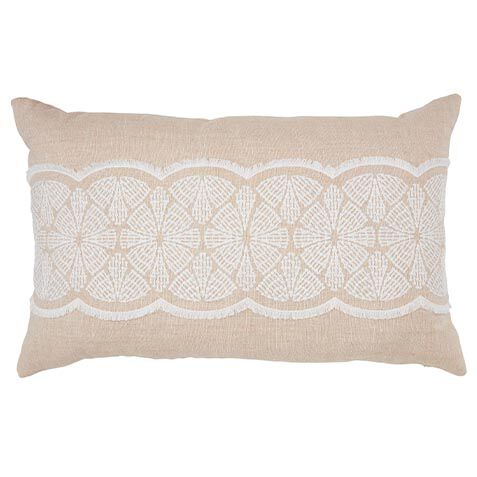 Linen Pillow with White Embroidery image 062504