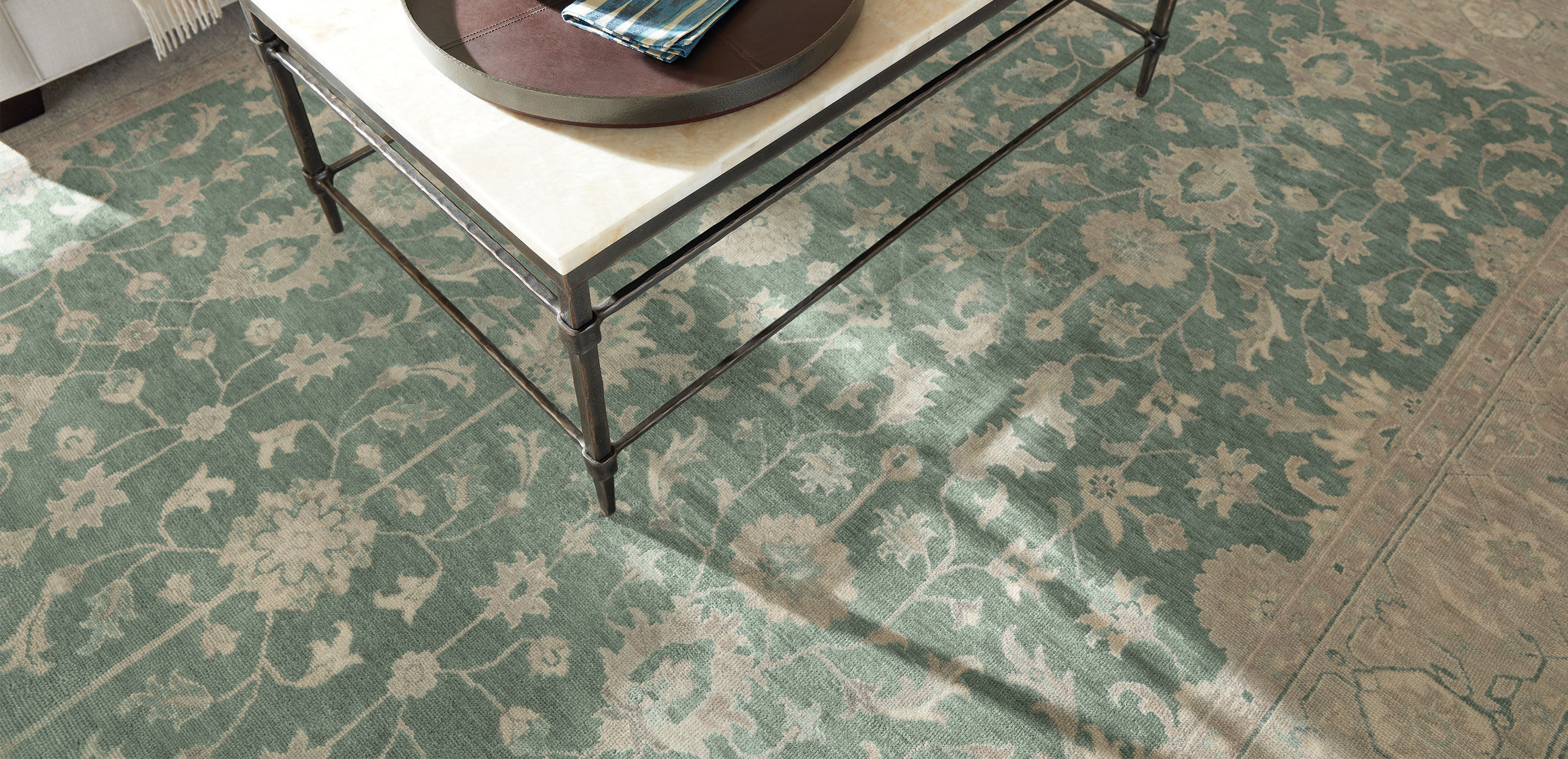Mughal Mahal Sea Blue Floral Rug_9