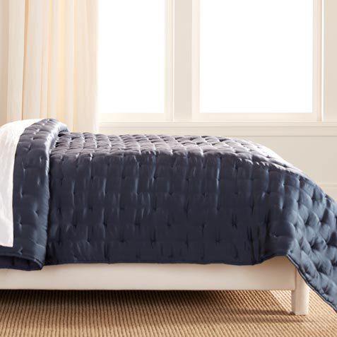 Washed Silk Full/Queen Coverlet, Navy image 0327835