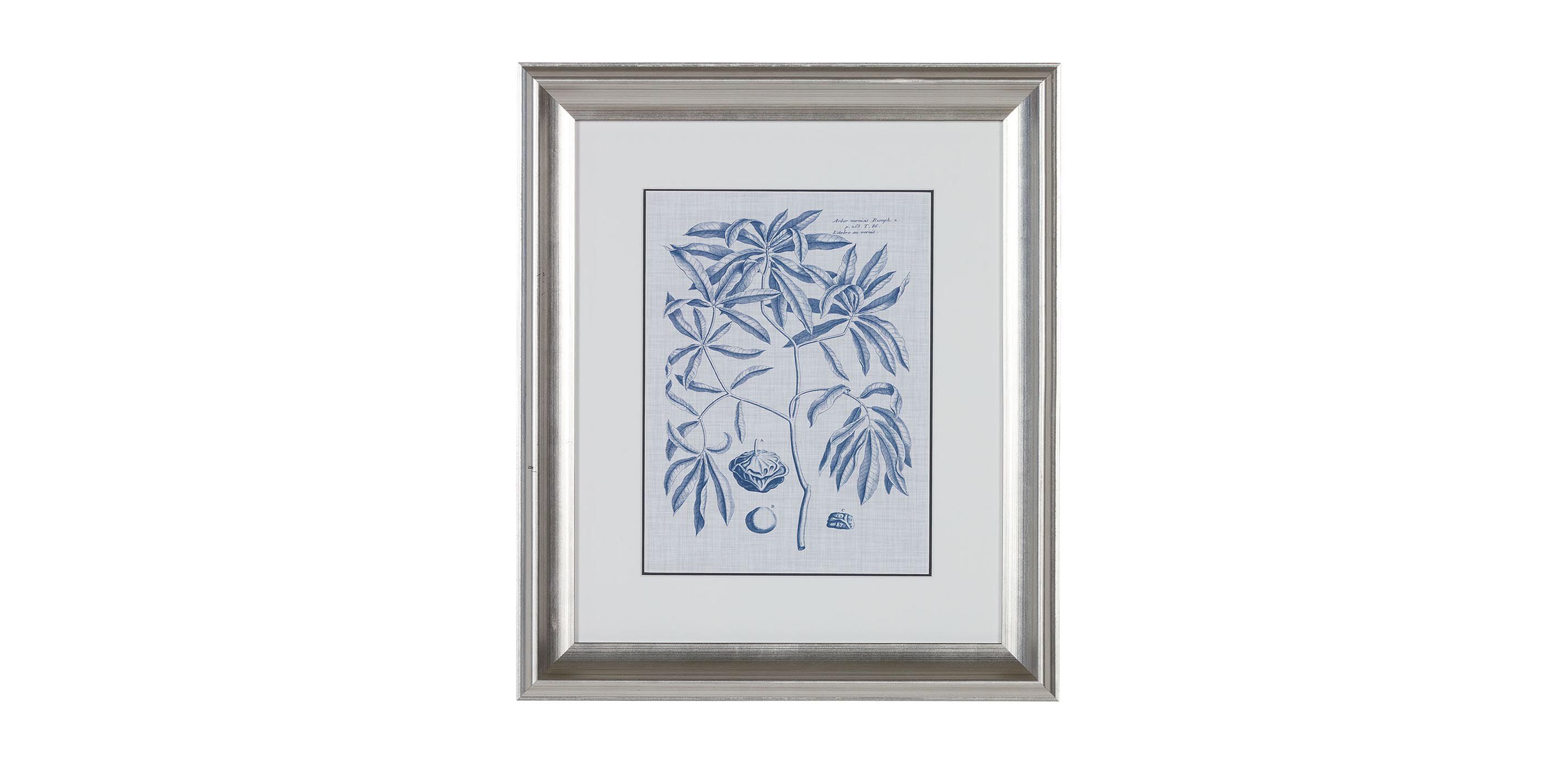 Navy and Linen Botanical V