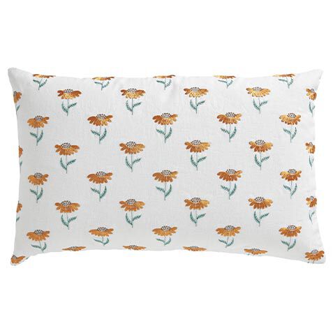 Embroidered Mini Sunflower Lumbar Pillow image 062415