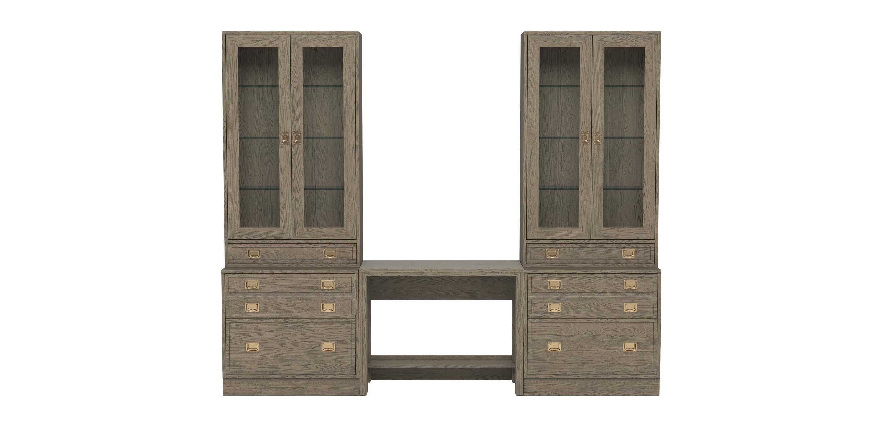 Callum Large Extended Bridge Desk, Glass Doors