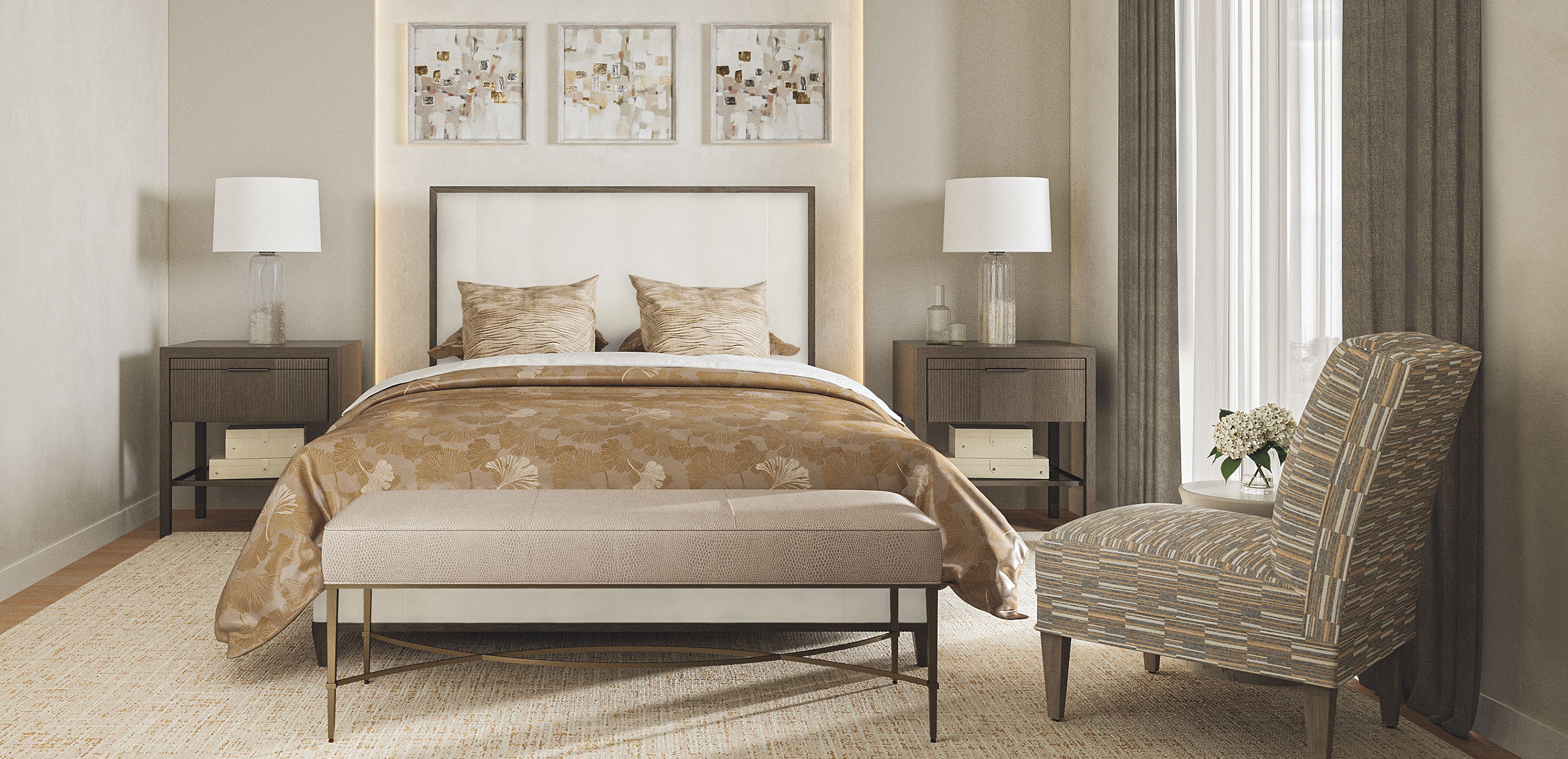Sidney Upholstered Leather Metal Bench