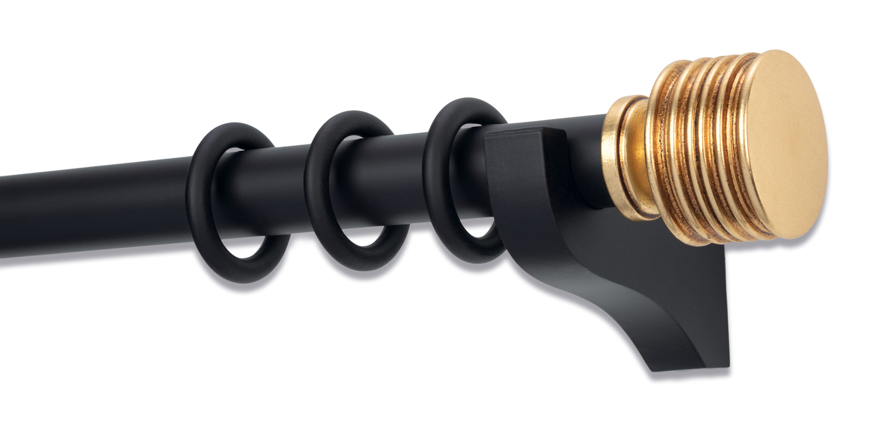 Drapery Hardware Set with Metallic Stacked End Cap Finial