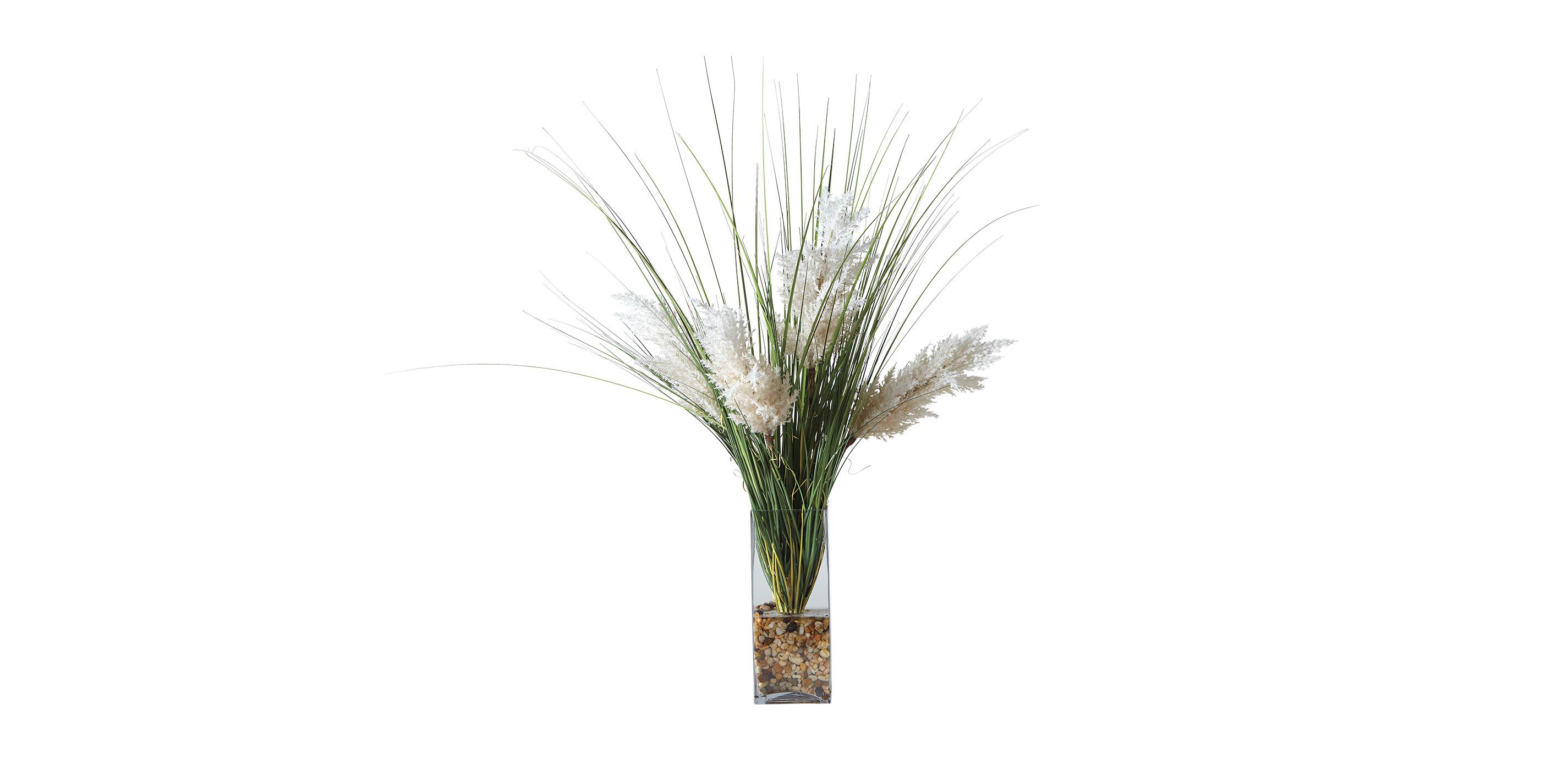Pampas Grass in Glass Vase