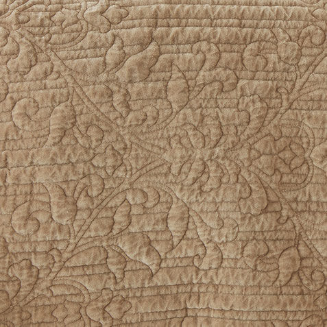 Garment-Dyed Velvet Quilted Coverlet Set, Tan Product Tile Hover Image 032019TANSET