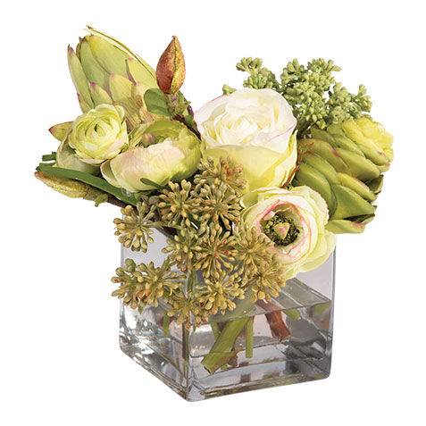 Small Tropical Florals in Glass Cube image 442216
