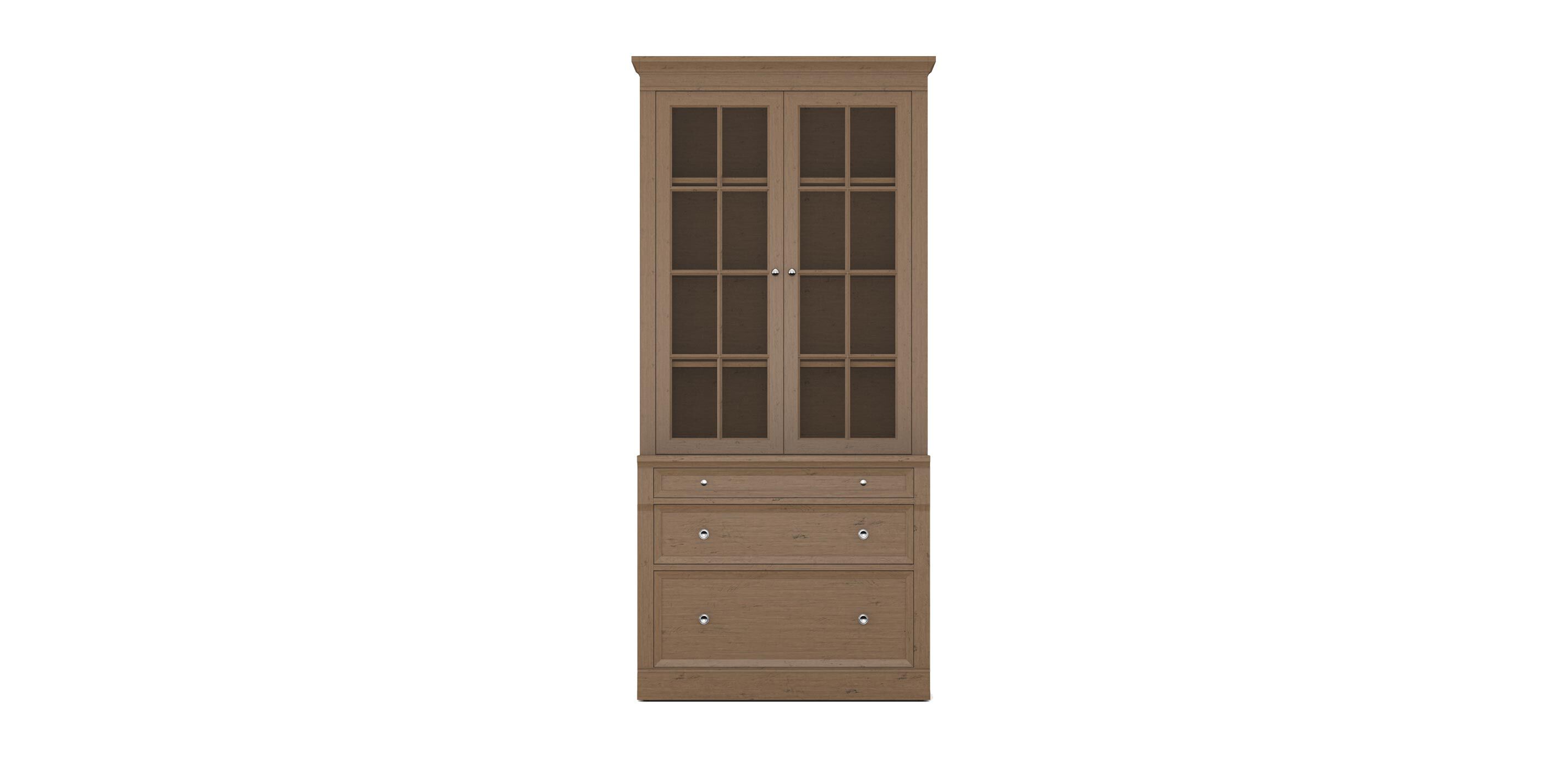Continental File Bookcase, Glass Doors