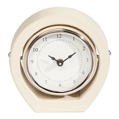 Ivory Leather Desk Clock image 432488   WHT